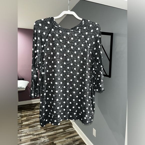Market & Spruce grey polka dot sweater 1X - Picture 3 of 4